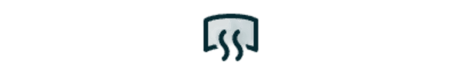 A minimalist icon depicting a stylized steaming bowl or dish.