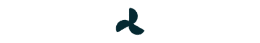 Abstract graphic design featuring a stylized three-blade turbine icon.
