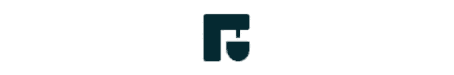 Logo featuring a stylized padlock and shield design in dark teal.
