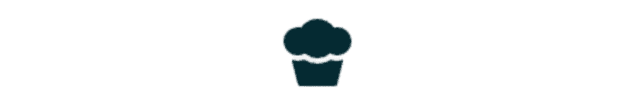 A simple cupcake icon with a rounded top.